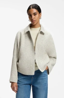 Regular-Fit Tweed-Blazer aus zweifarbigem Tweed