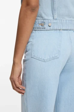 Regular-Fit Weste aus blauem marmoriertem Denim