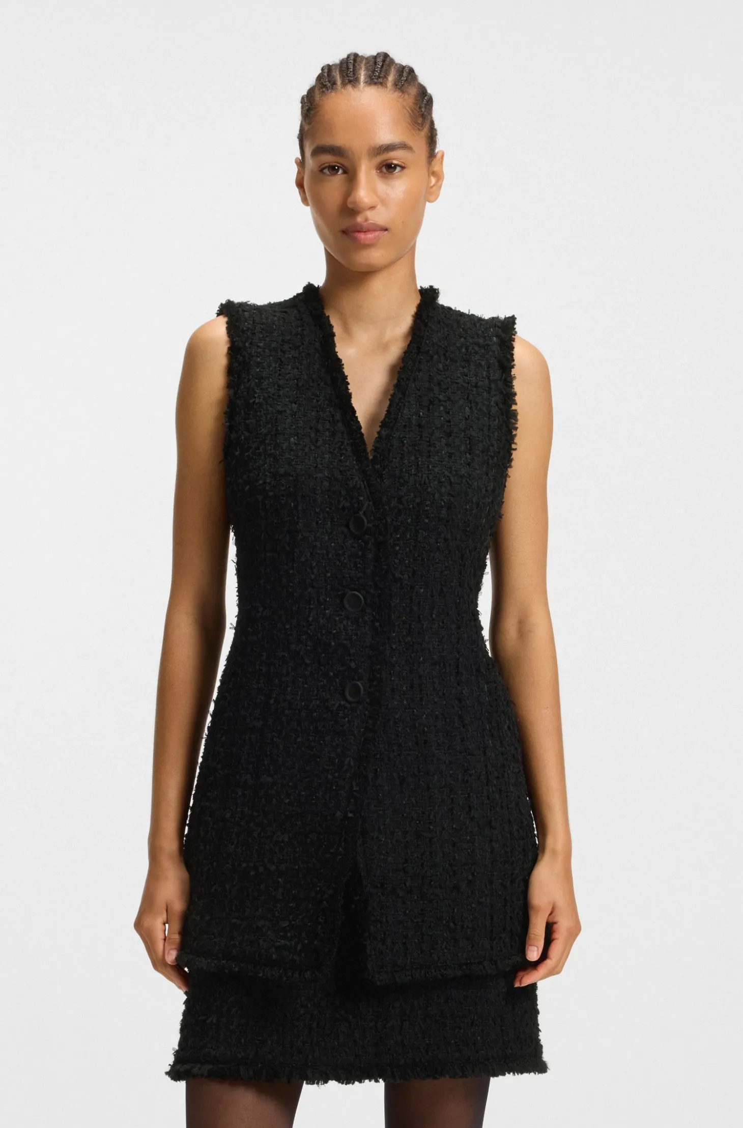 Regular-Fit Weste aus Samt-Tweed