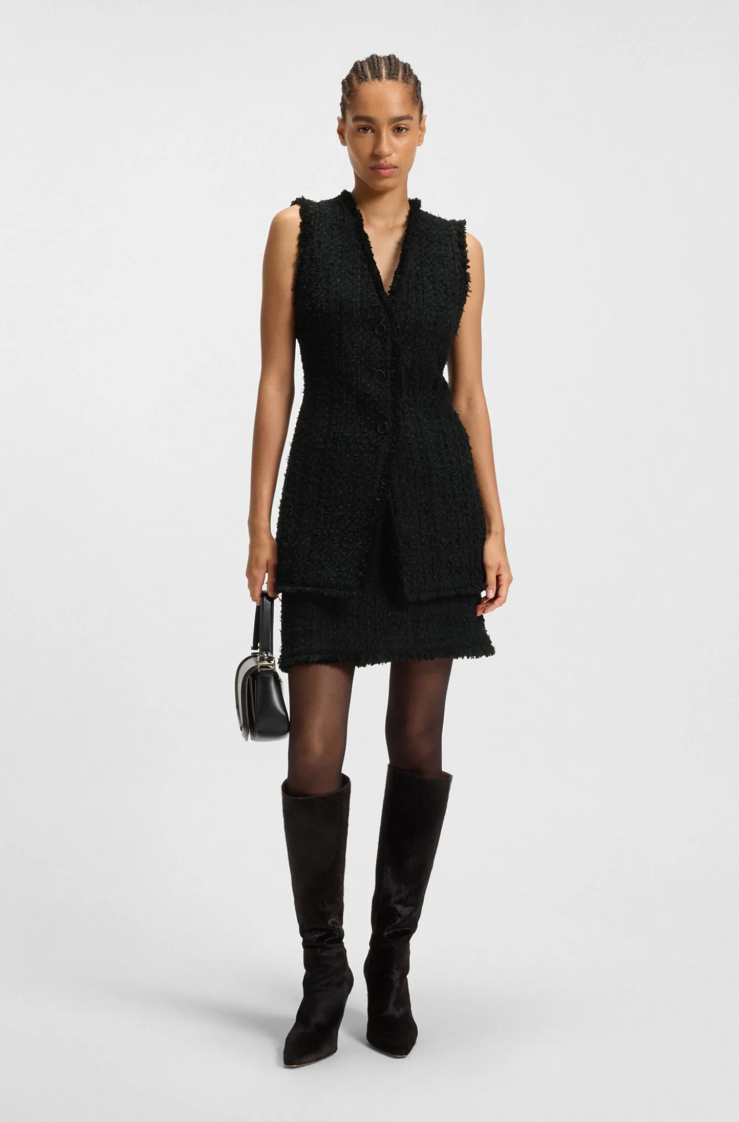 Regular-Fit Weste aus Samt-Tweed