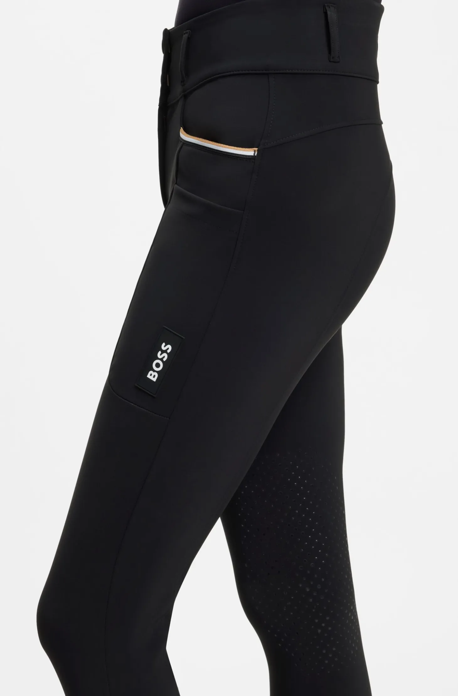 Reithose mit hohem Bund und Kniebesatz