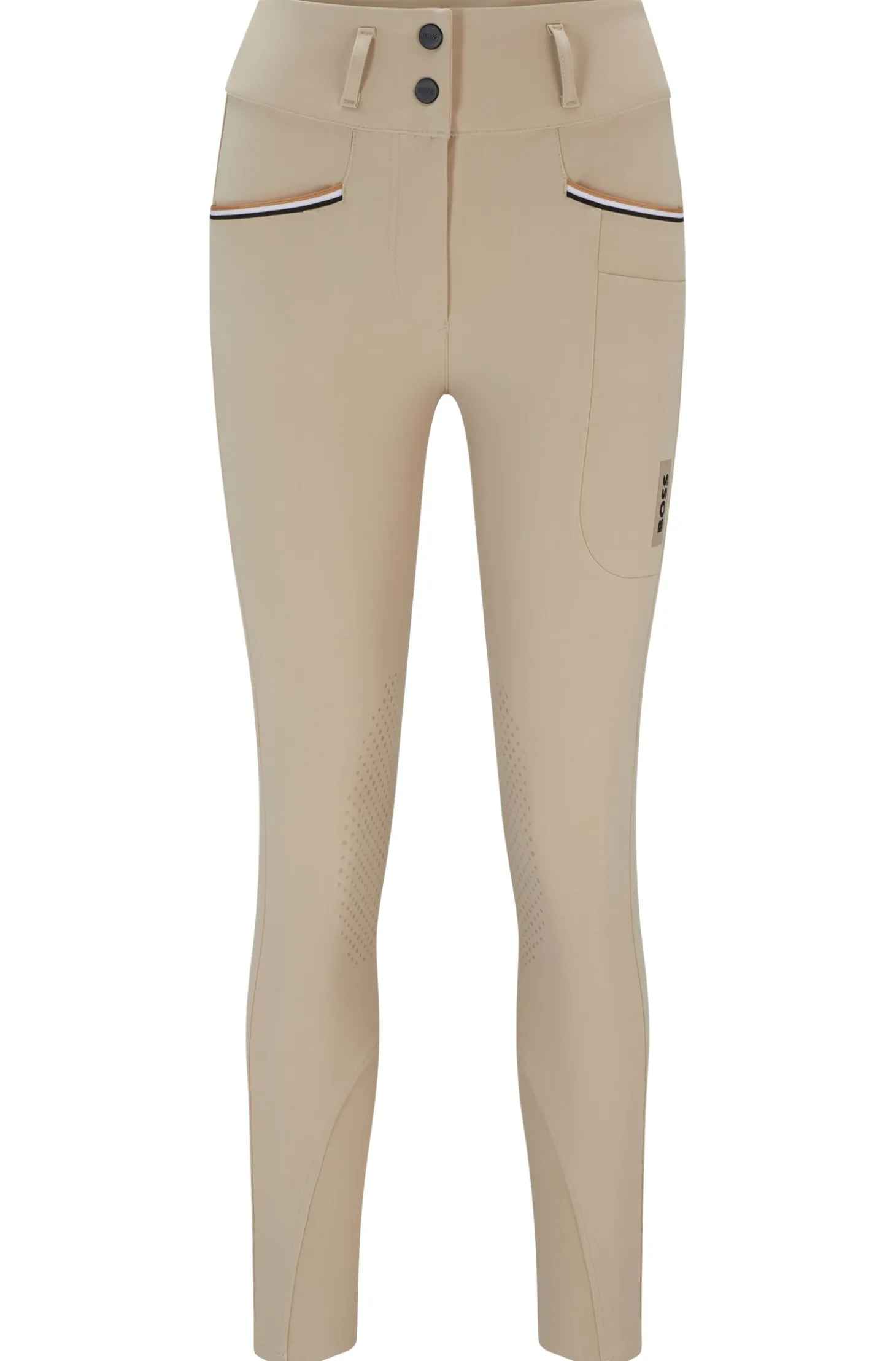 Reithose mit hohem Bund und Kniebesatz