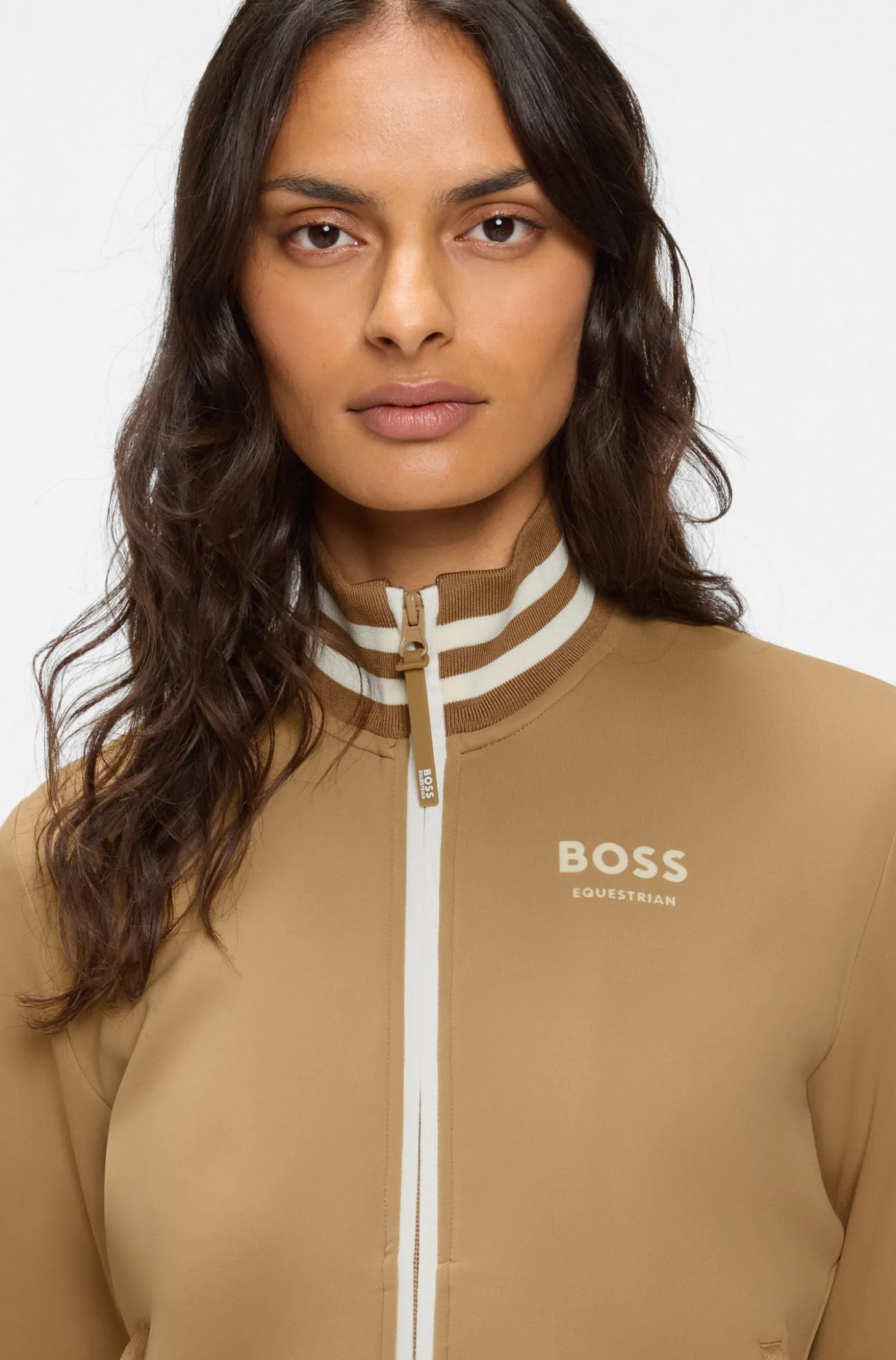 Reitsport-Cardigan mit Reißverschluss und Streifen-Details