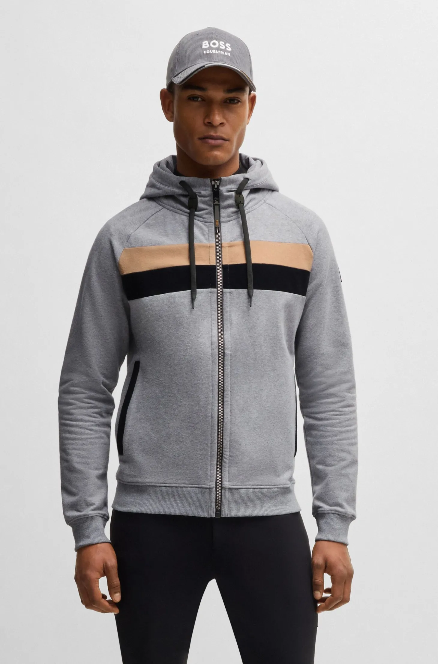 Reitsport-Hoodie aus italienischer Stretch-Baumwolle mit Reißverschluss