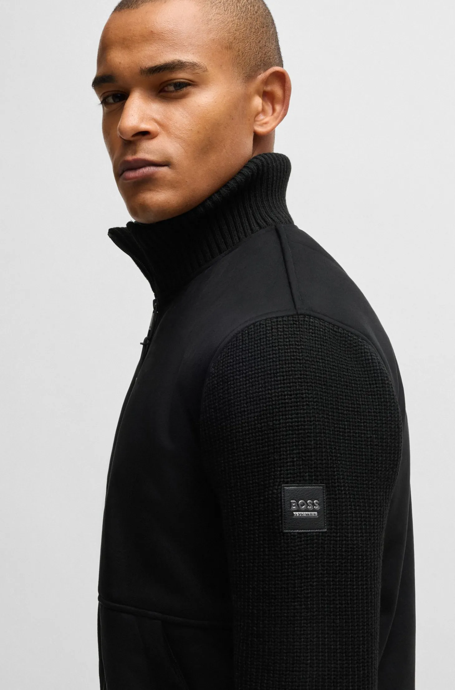 Reitsport-Jacke aus Veloursleder-Imitat mit Strickbündchen