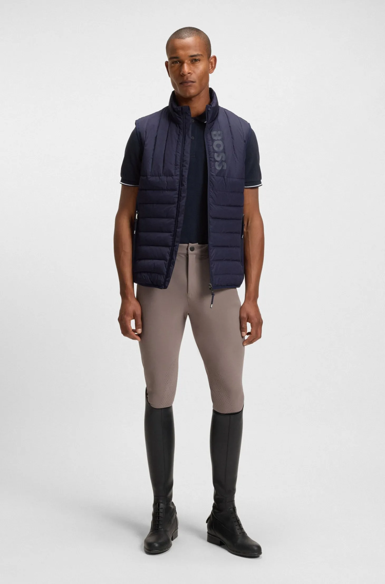 Reitsport-Polohemd aus Stretch-Baumwolle mit Logo-Aufnäher