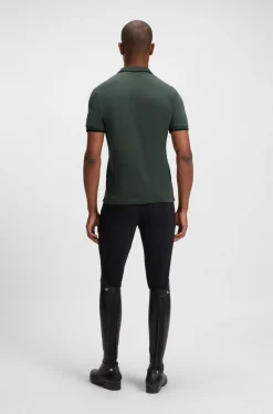 Reitsport-Polohemd aus Stretch-Baumwolle mit Logo-Aufnäher