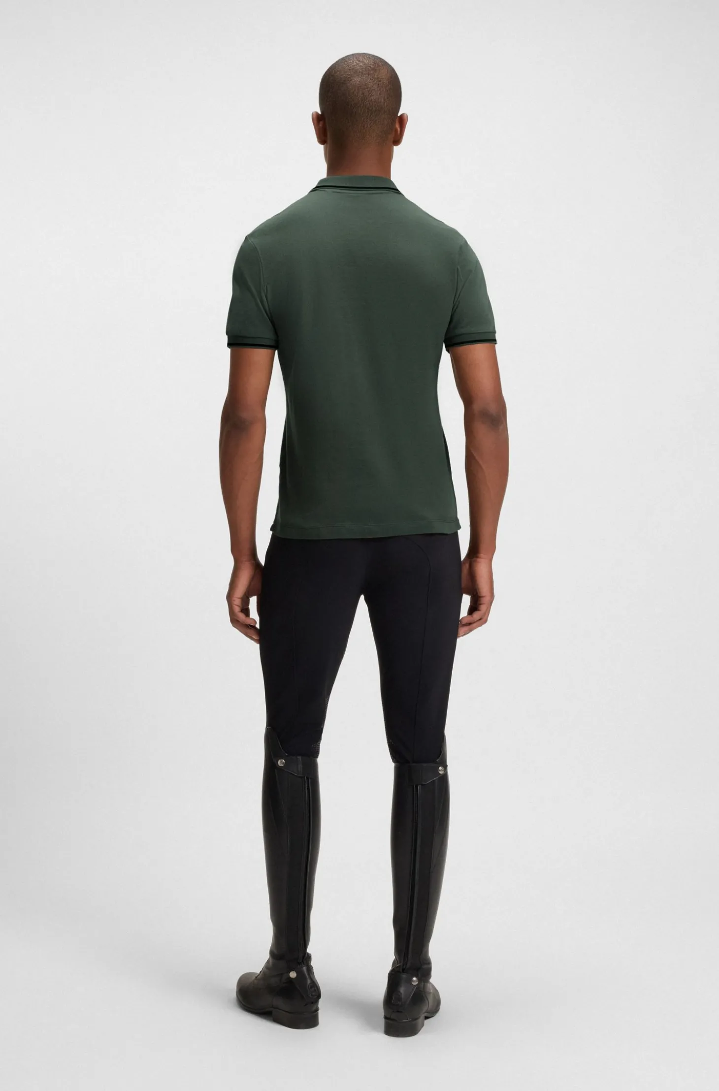 Reitsport-Polohemd aus Stretch-Baumwolle mit Logo-Aufnäher