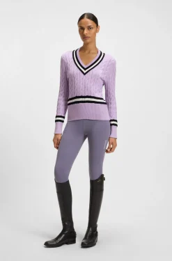 Reitsport-Pullover aus Baumwolle mit Zopfstrick-Struktur