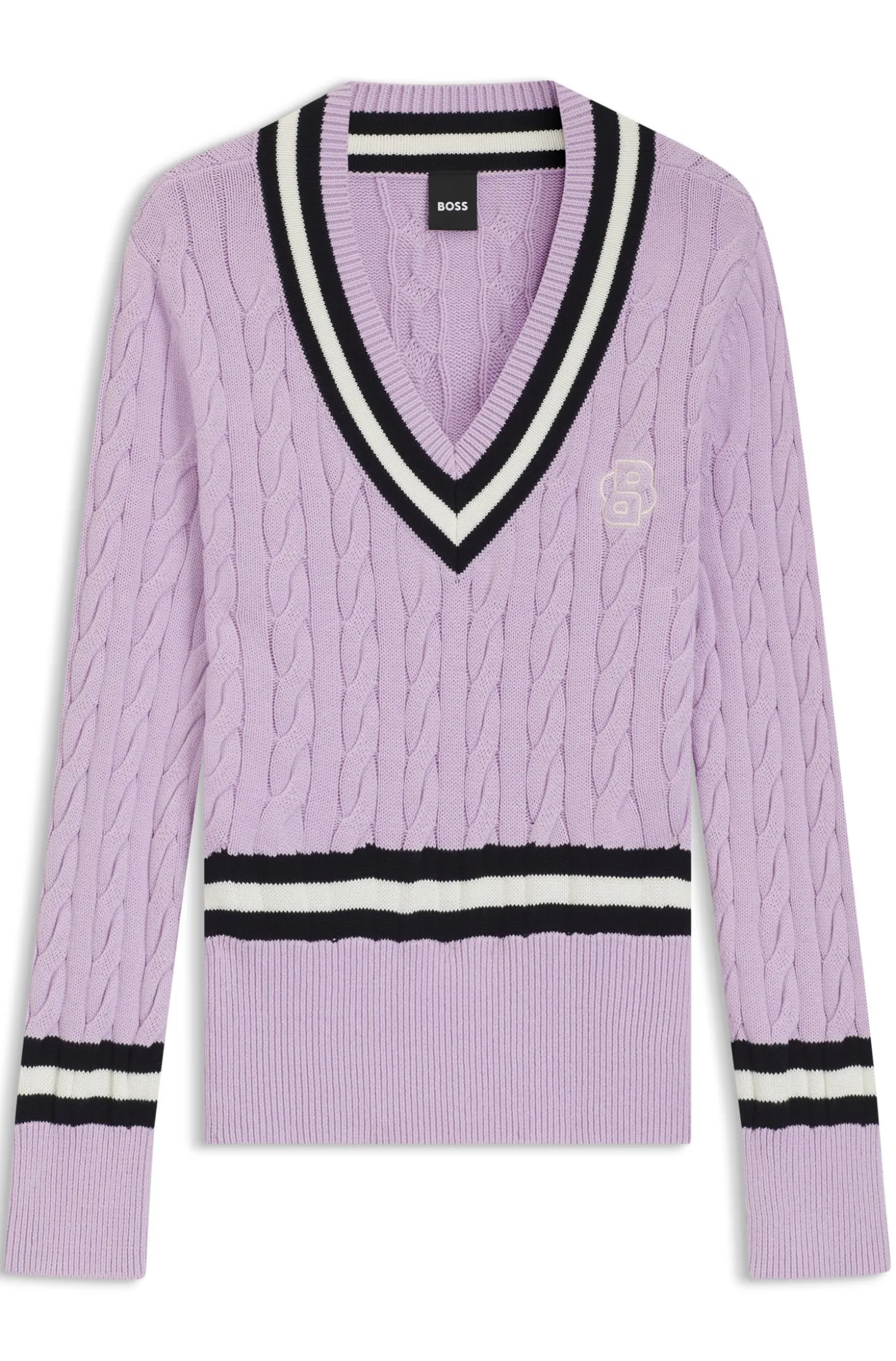 Reitsport-Pullover aus Baumwolle mit Zopfstrick-Struktur