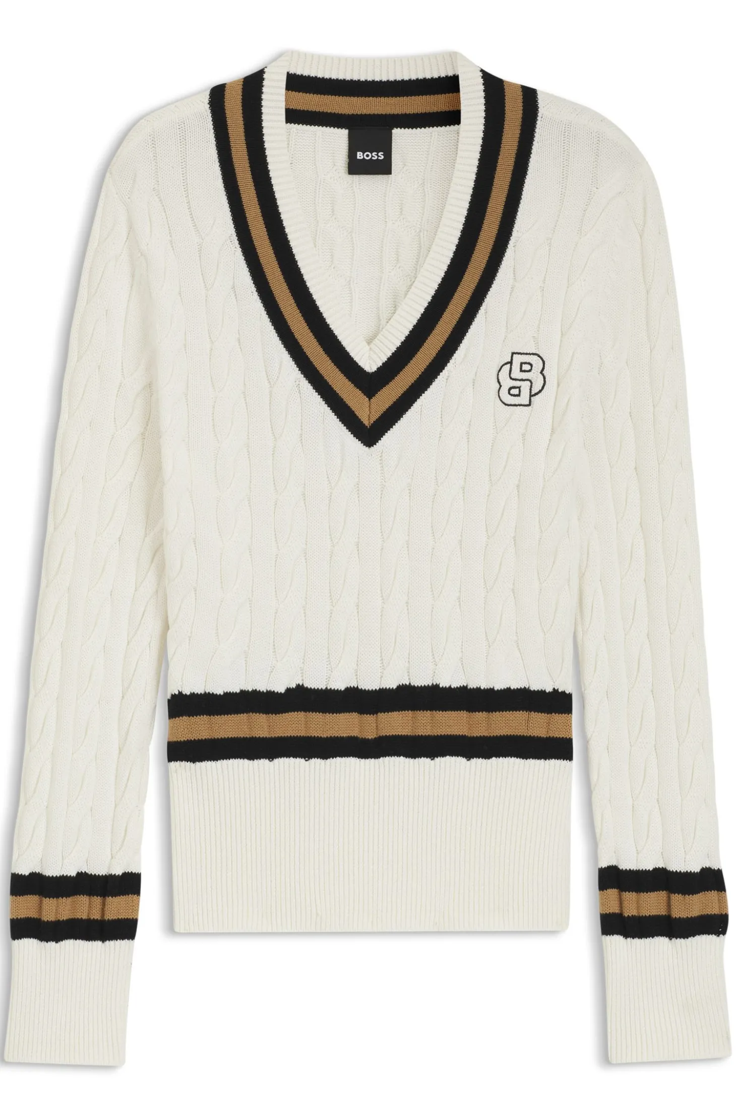 Reitsport-Pullover aus Baumwolle mit Zopfstrick-Struktur