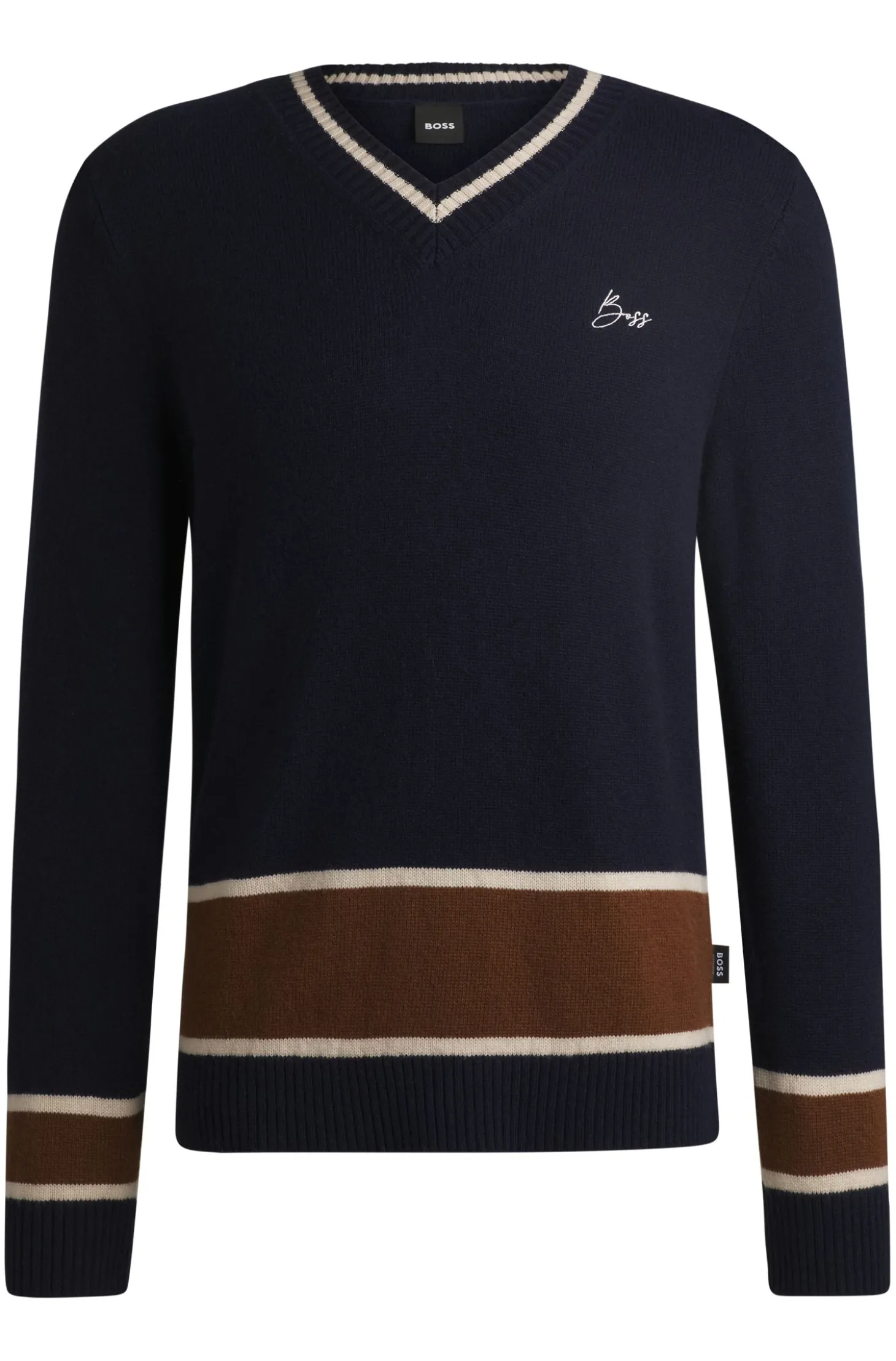Reitsport-Pullover aus Wolle mit Kaschmir und V-Ausschnitt