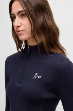 Reitsport-Pullover mit Rippstruktur und Troyerkragen