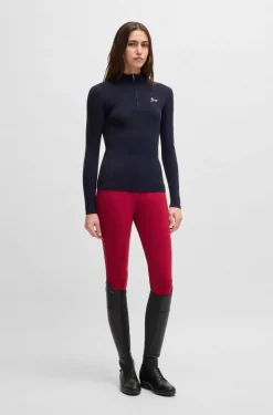 Reitsport-Pullover mit Rippstruktur und Troyerkragen