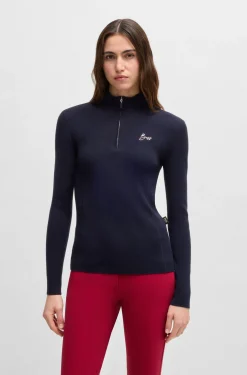 Reitsport-Pullover mit Rippstruktur und Troyerkragen