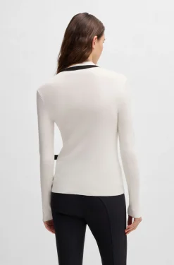 Reitsport-Pullover mit Rippstruktur und Troyerkragen