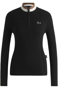 Reitsport-Pullover mit Rippstruktur und Troyerkragen