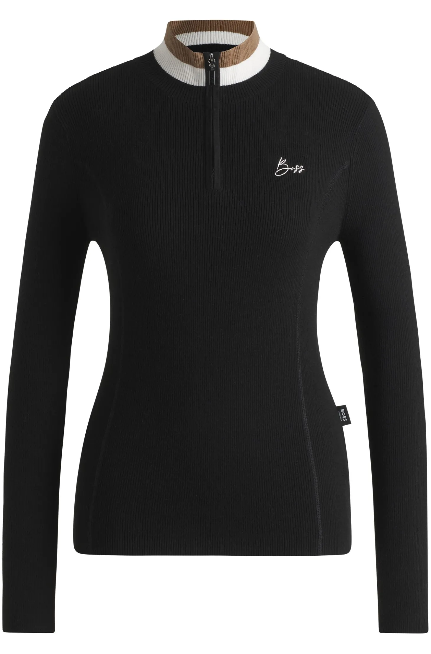 Reitsport-Pullover mit Rippstruktur und Troyerkragen