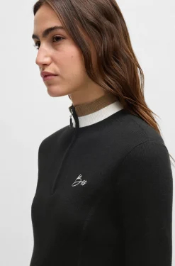 Reitsport-Pullover mit Rippstruktur und Troyerkragen