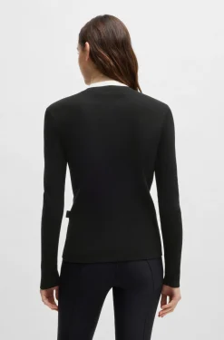 Reitsport-Pullover mit Rippstruktur und Troyerkragen