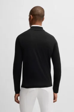 Reitsport-Pullover mit Troyerkragen und Logo-Aufnäher