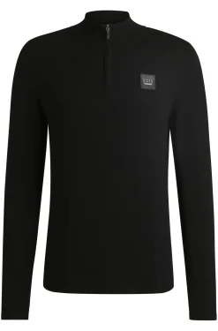 Reitsport-Pullover mit Troyerkragen und Logo-Aufnäher