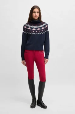 Reitsport-Rollkragenpullover mit Strickmuster