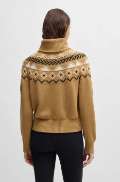 Reitsport-Rollkragenpullover mit Strickmuster