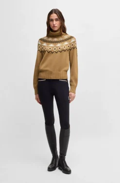 Reitsport-Rollkragenpullover mit Strickmuster