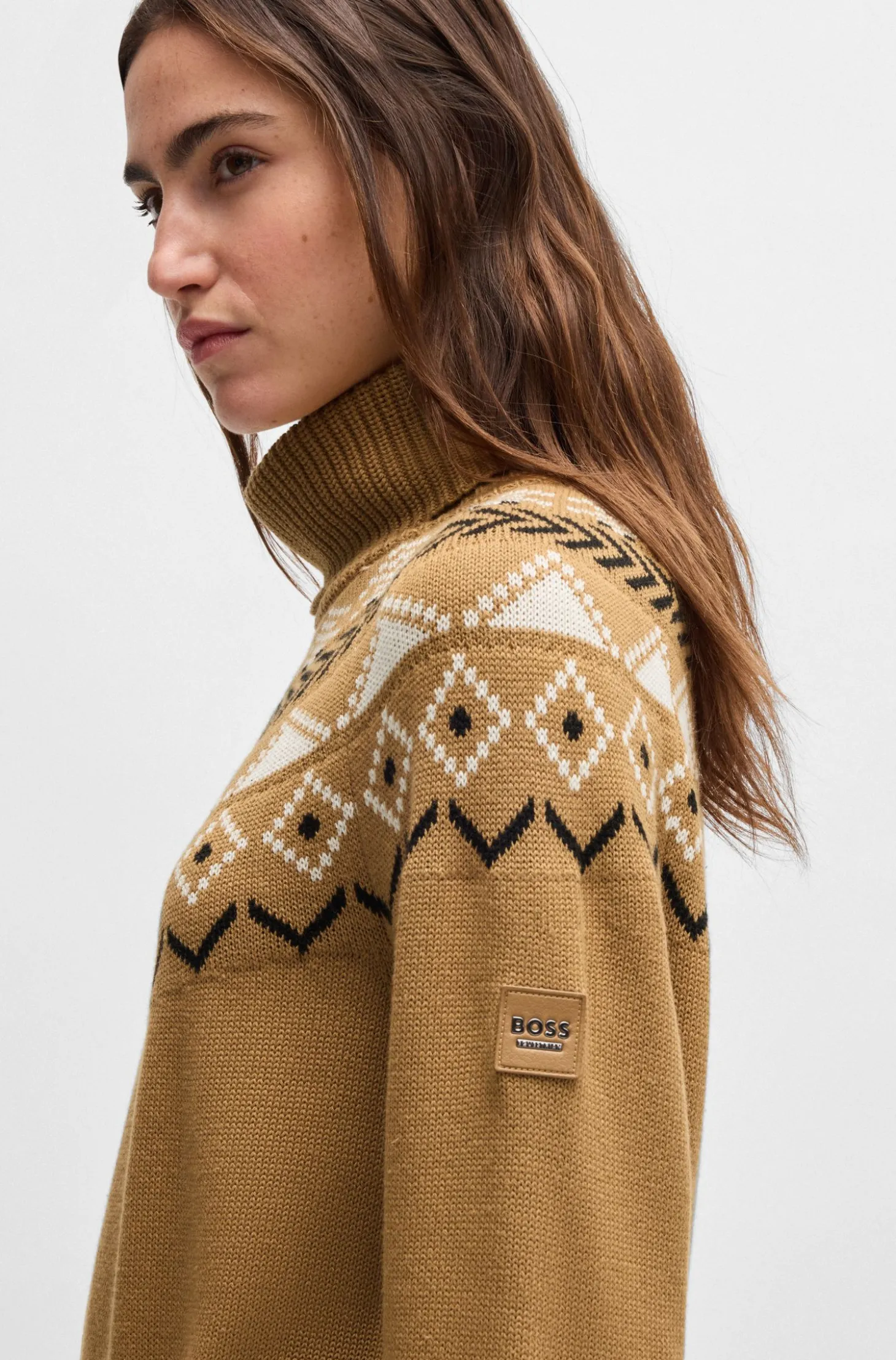 Reitsport-Rollkragenpullover mit Strickmuster