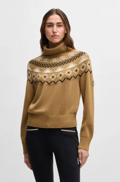 Reitsport-Rollkragenpullover mit Strickmuster