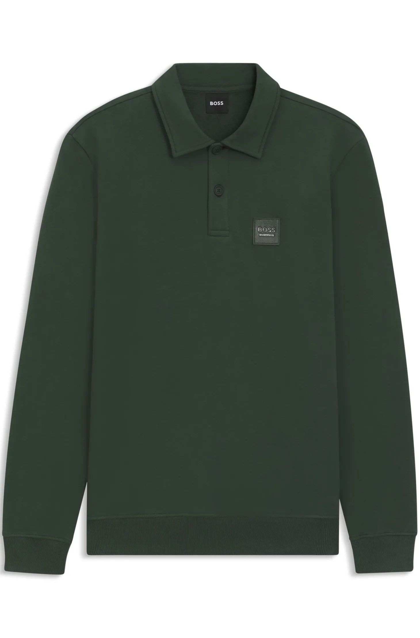 Reitsport-Strick-Poloshirt aus Stretch-Baumwolle mit Logo-Patch
