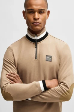 Reitsport-Sweatshirt aus Stretch-Baumwolle mit Troyerkragen