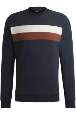 Reitsport-Sweatshirt aus Stretch-Baumwolle mit Blockstreifen