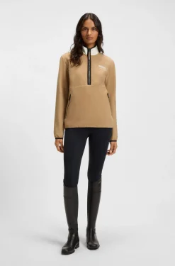 Reitsport-Sweatshirt aus Stretch-Baumwolle mit kurzem Reißverschluss