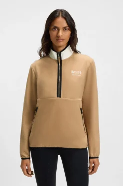 Reitsport-Sweatshirt aus Stretch-Baumwolle mit kurzem Reißverschluss