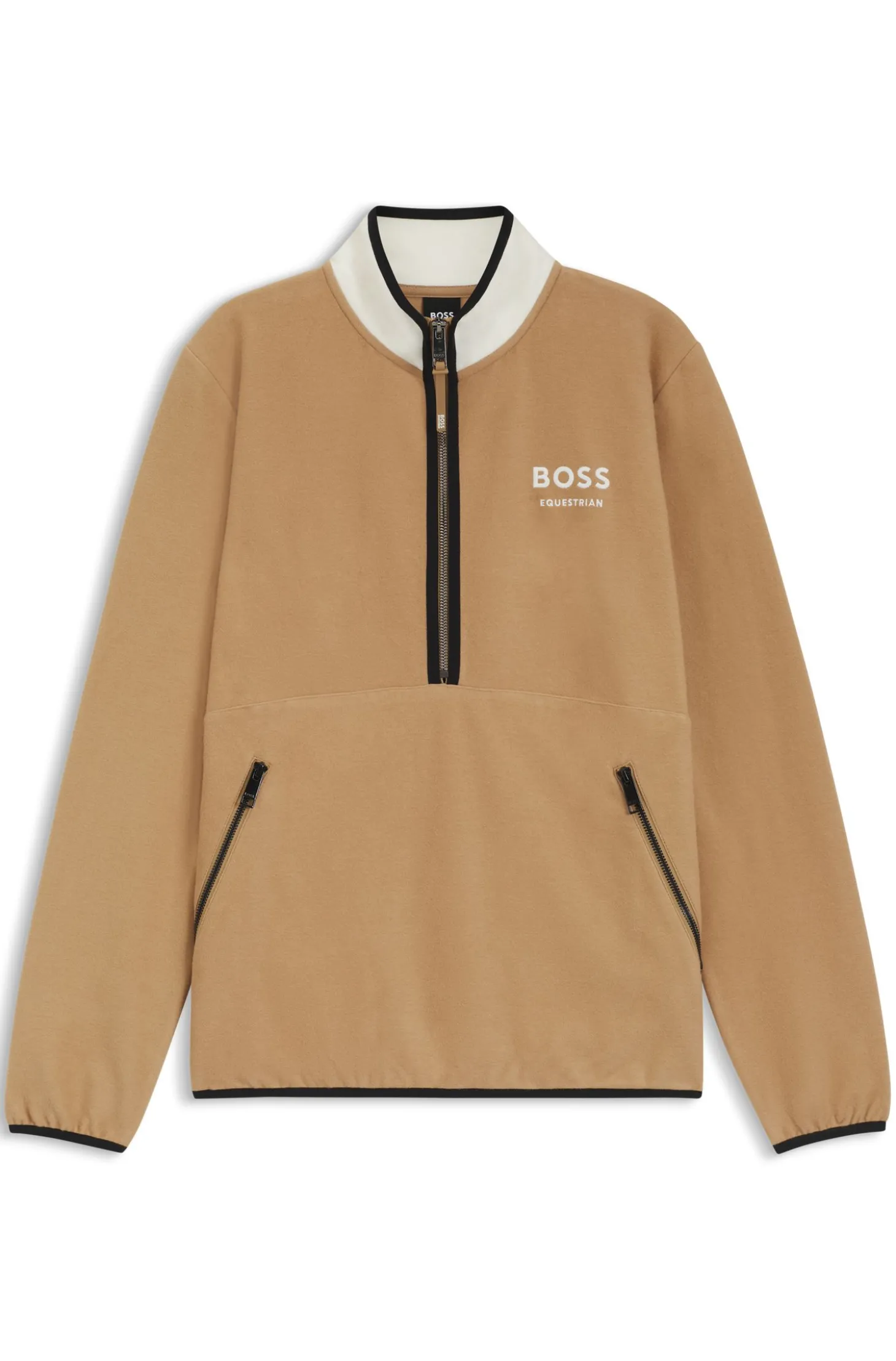 Reitsport-Sweatshirt aus Stretch-Baumwolle mit kurzem Reißverschluss