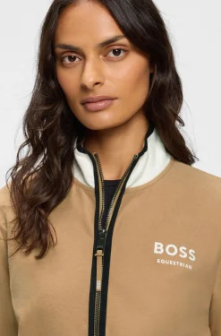 Reitsport-Sweatshirt aus Stretch-Baumwolle mit kurzem Reißverschluss