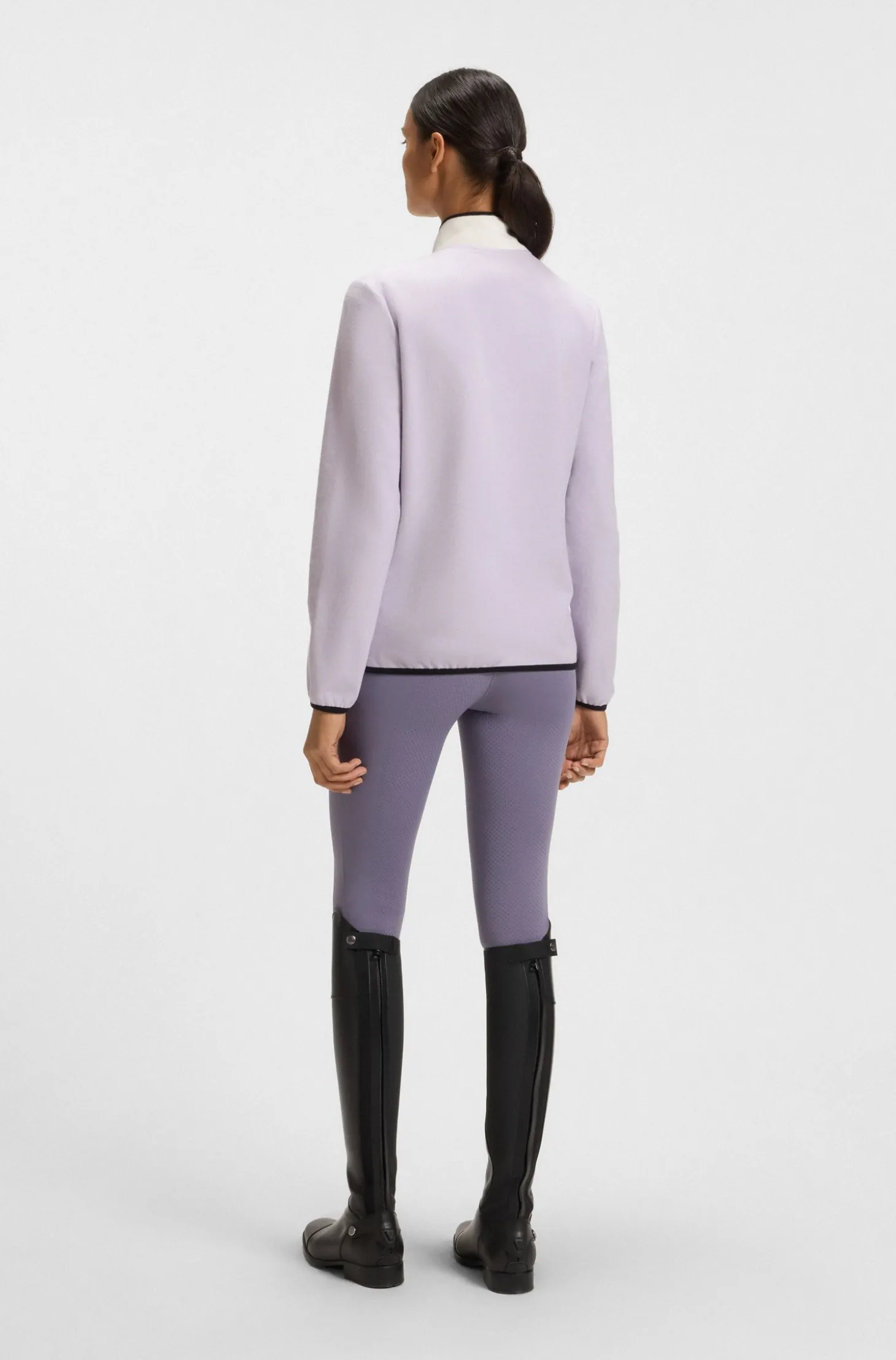 Reitsport-Sweatshirt aus Stretch-Baumwolle mit kurzem Reißverschluss