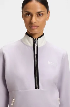 Reitsport-Sweatshirt aus Stretch-Baumwolle mit kurzem Reißverschluss