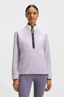 Reitsport-Sweatshirt aus Stretch-Baumwolle mit kurzem Reißverschluss