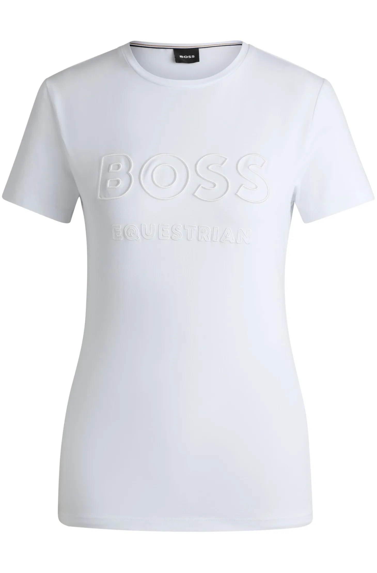 Reitsport-T-Shirt aus Stretch-Baumwolle mit Logo-Stickerei