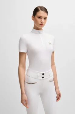 Reitsport-Turniershirt aus geripptem Stretch-Gewebe