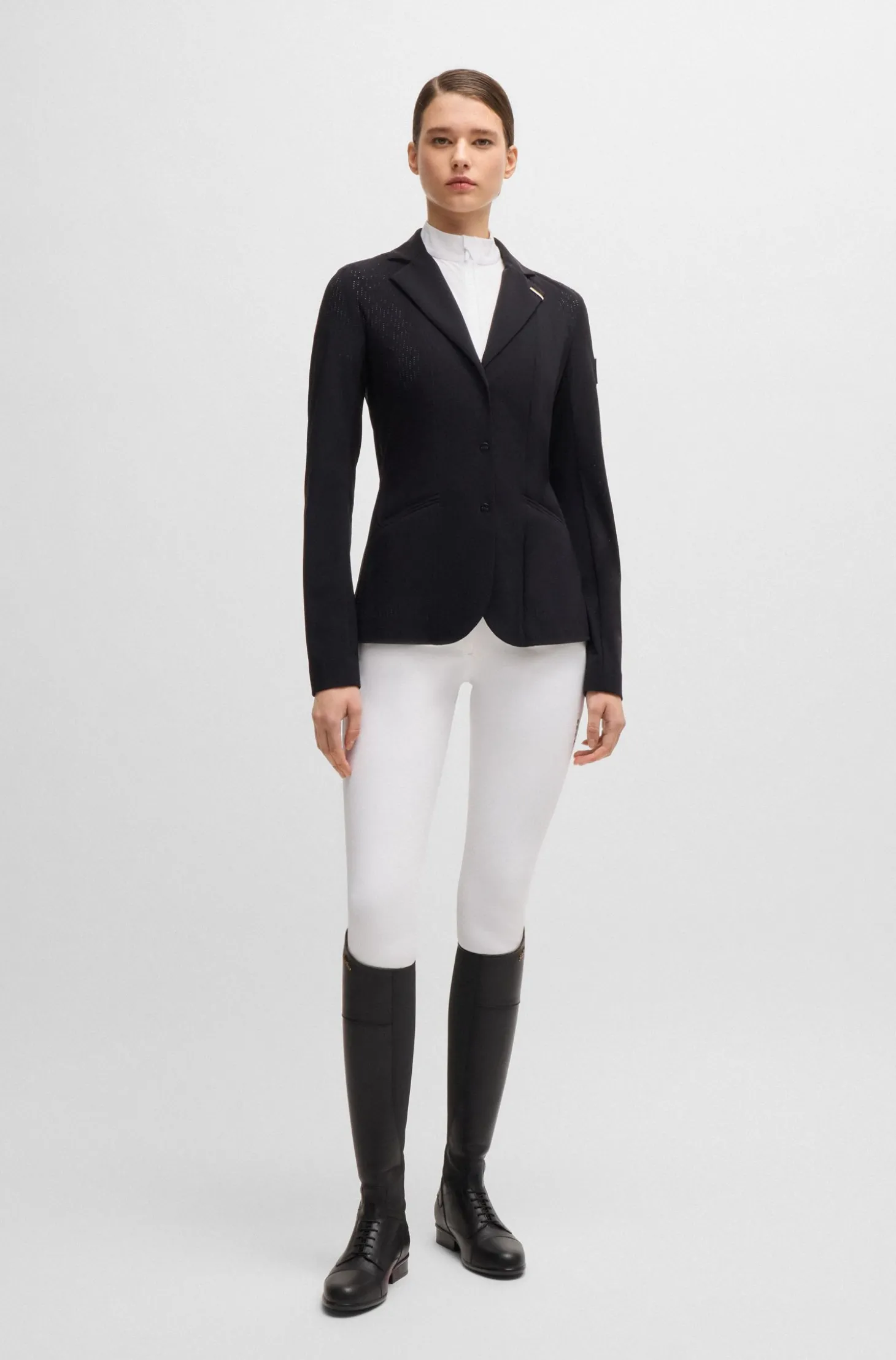 Reitsport-Turniershirt aus geripptem Stretch-Gewebe