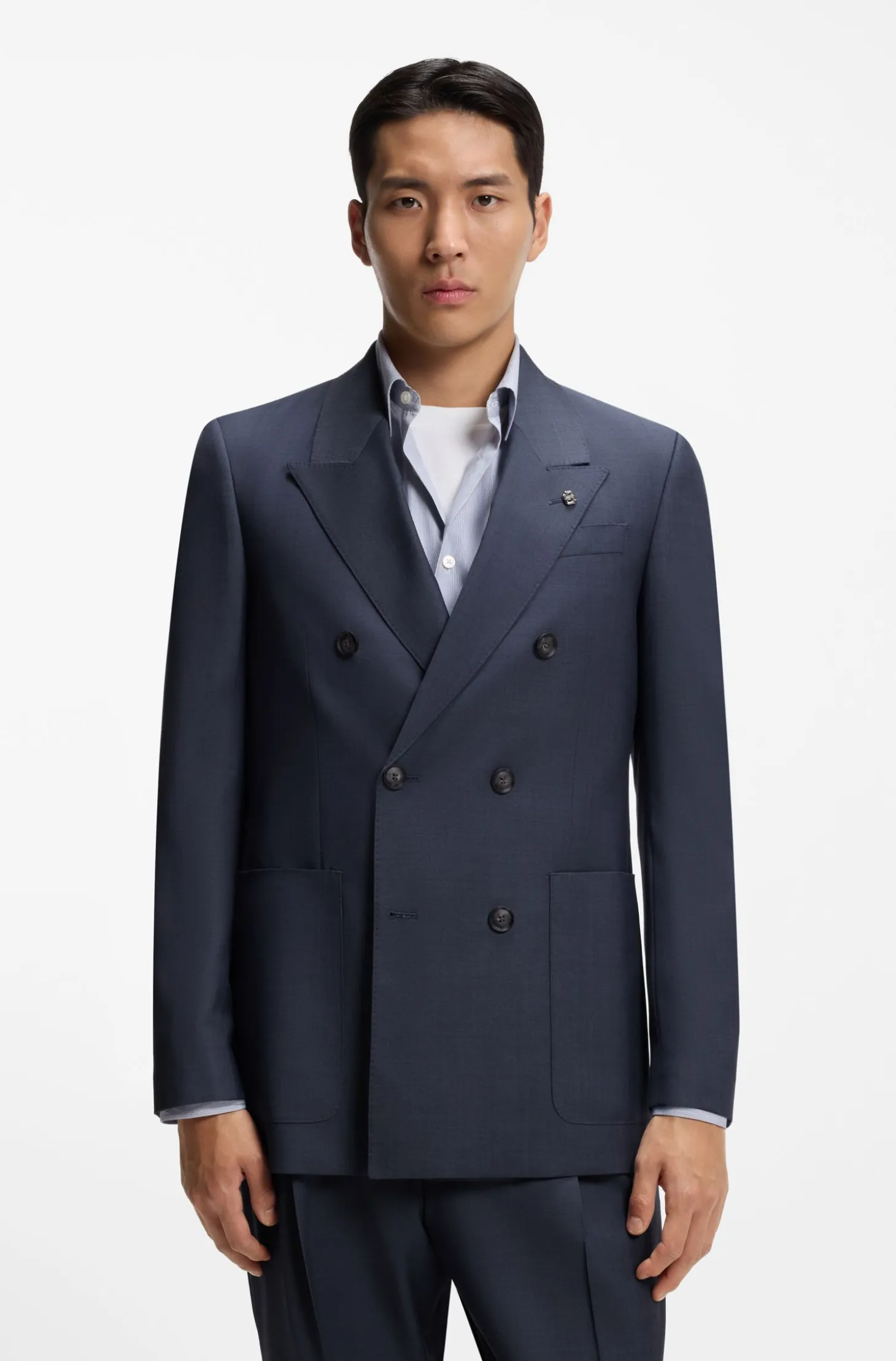Relaxed-Fit Blazer aus fein gemusterter Schurwolle