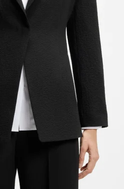 Relaxed-Fit Blazer aus Seersucker mit Kettengürtel
