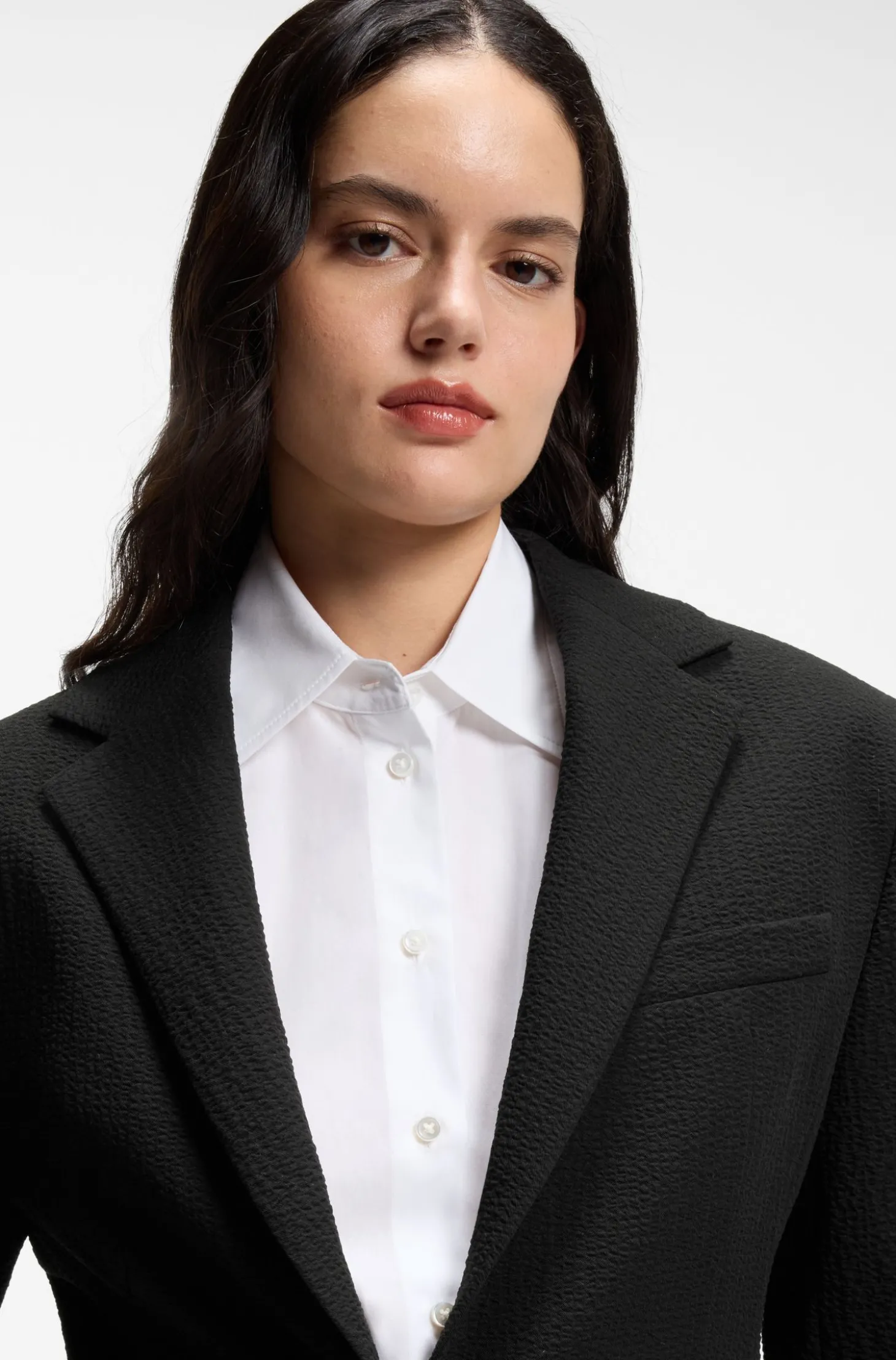 Relaxed-Fit Blazer aus Seersucker mit Kettengürtel