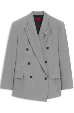 Relaxed-Fit Blazer mit Blumenbrosche aus Emaille