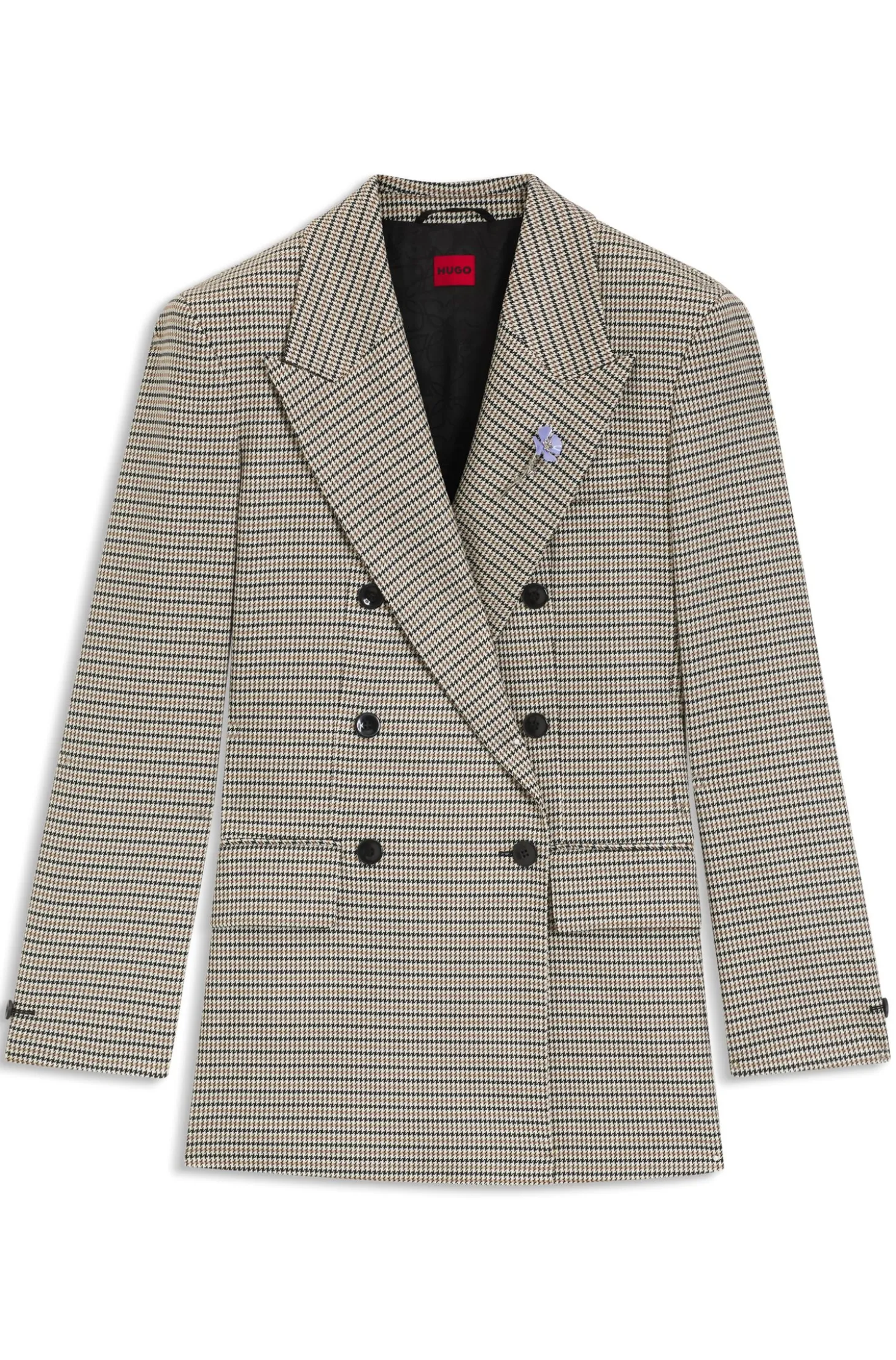 Relaxed-Fit Blazer mit filigranem Hahnentritt-Muster