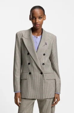 Relaxed-Fit Blazer mit filigranem Hahnentritt-Muster